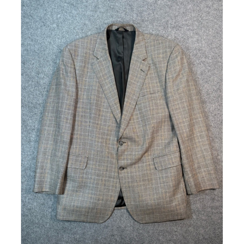Jos. A. Bank Mens Grey Tan Glen Plaid Sport Coat Blazer‎ 46R Portugal
